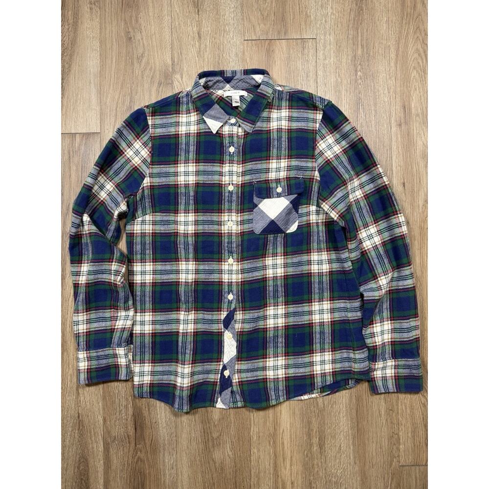 Women’s Blue And Green Plaid Size Small J Crew Flannel Shirt